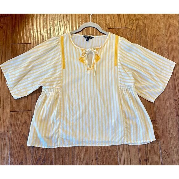 Banana Republic yellow striped embroidered detail blouse M - Picture 10 of 10